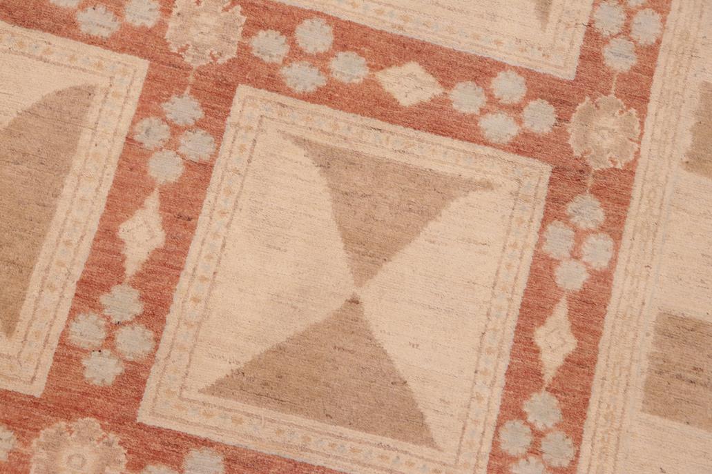 handmade Transitional Kafkaz Chobi Ziegler Rust Tan Hand Knotted RECTANGLE 100% WOOL area rug 6 x 9