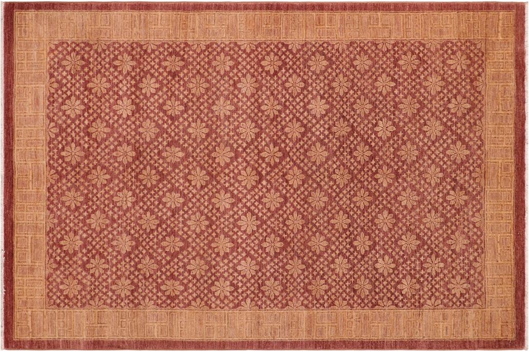 handmade Transitional Kafkaz Chobi Ziegler Red Brown Hand Knotted RECTANGLE 100% WOOL area rug 6 x 9
