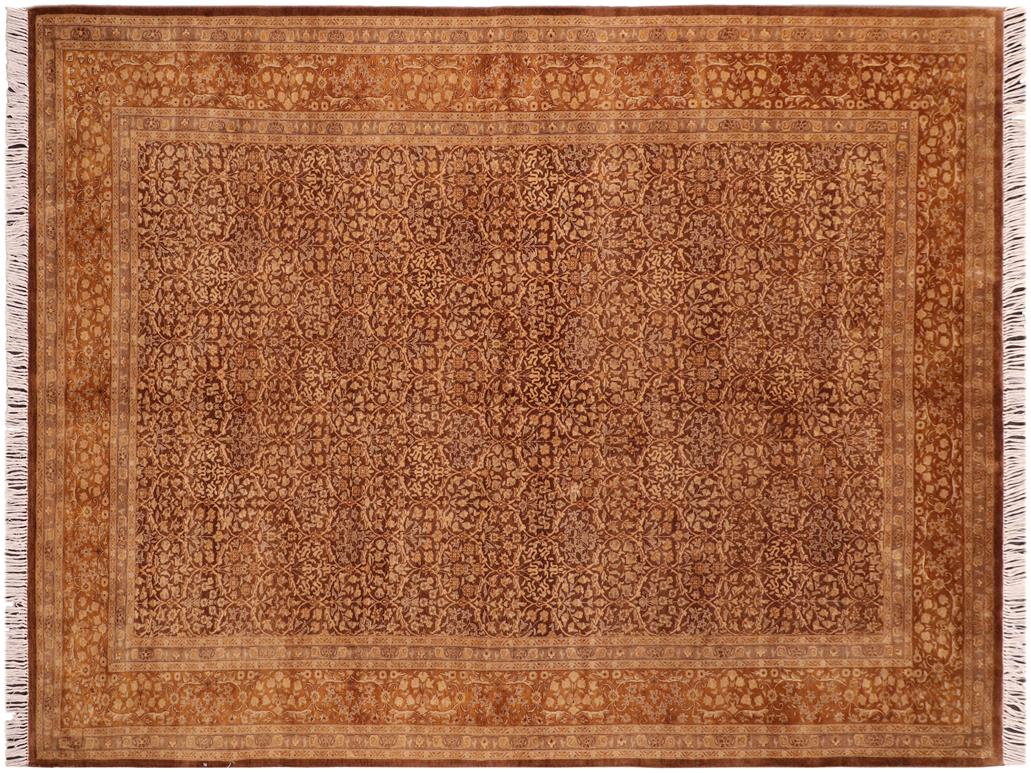 handmade Traditional Guhm Brown Gold Hand Knotted RECTANGLE 100% WOOL area rug 6x10