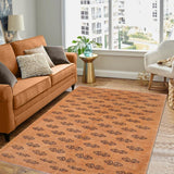 Handmade Kafakz Chobi Ziegler Modern Contemporary Tan Blue Hand Knotted Rectangel Hand Knotted 100% Vegetable Dyed wool area rug 7 x 8