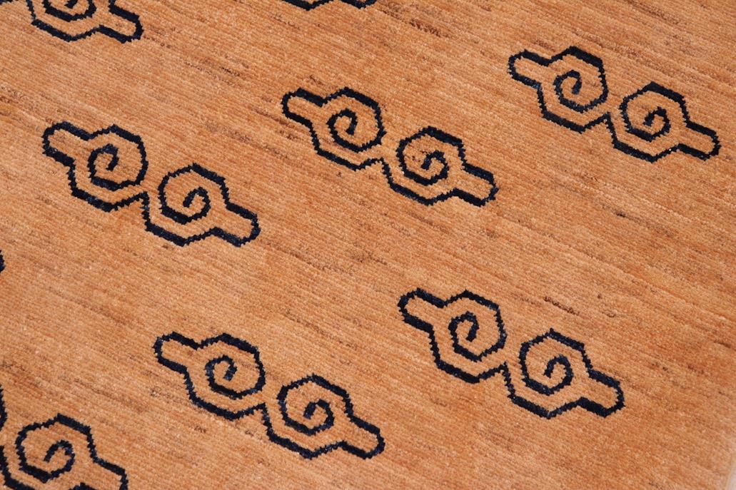 Handmade Kafakz Chobi Ziegler Modern Contemporary Tan Blue Hand Knotted Rectangel Hand Knotted 100% Vegetable Dyed wool area rug 7 x 8