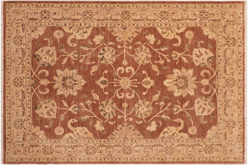 handmade Traditional Kafkaz Chobi Ziegler Brown Tan Hand Knotted RECTANGLE 100% WOOL area rug 8 x 9