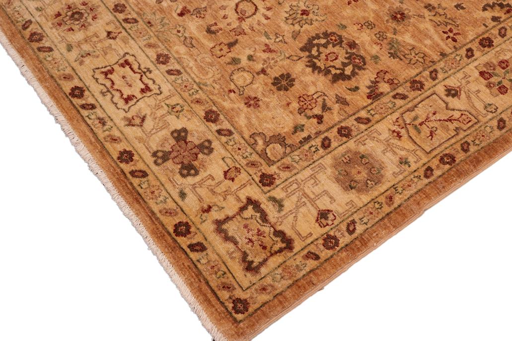 handmade Traditional Kafkaz Chobi Ziegler Tan Beige Hand Knotted RECTANGLE 100% WOOL area rug 6 x 9