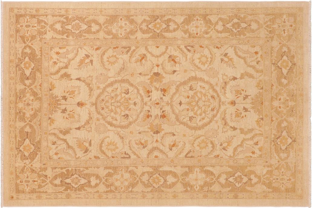 handmade Traditional Kafkaz Chobi Ziegler Beige Brown Hand Knotted RECTANGLE 100% WOOL area rug 6 x 9