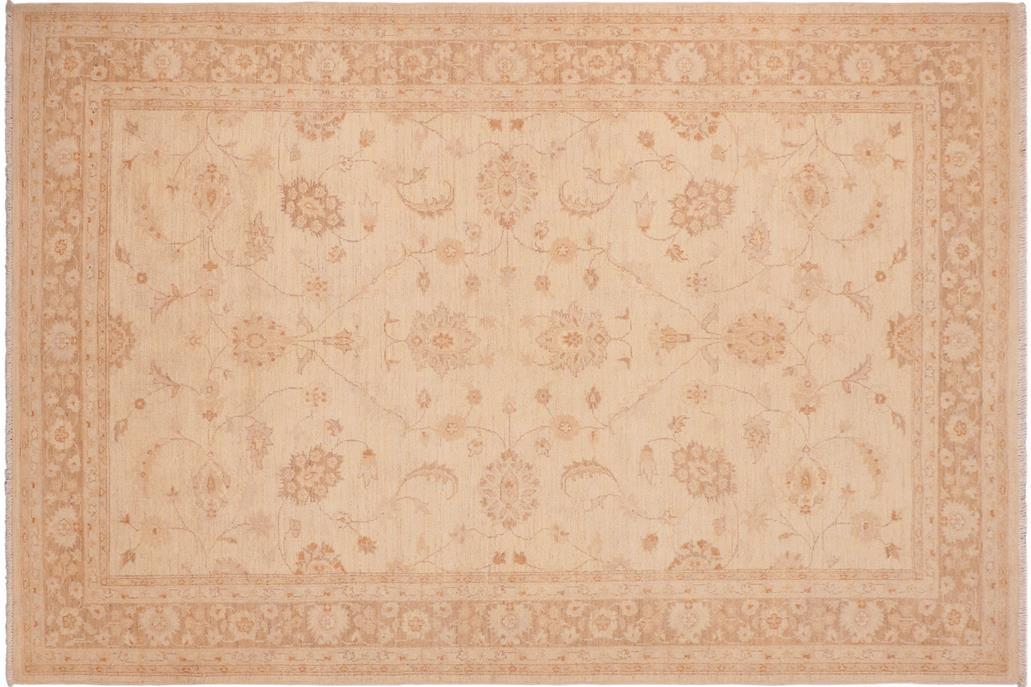 handmade Traditional Kafkaz Chobi Ziegler Tan Brown Hand Knotted RECTANGLE 100% WOOL area rug 6 x 9