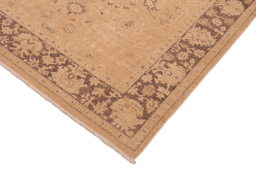 handmade Traditional Kafkaz Chobi Ziegler Tan Brown Hand Knotted RECTANGLE 100% WOOL area rug 6 x 9