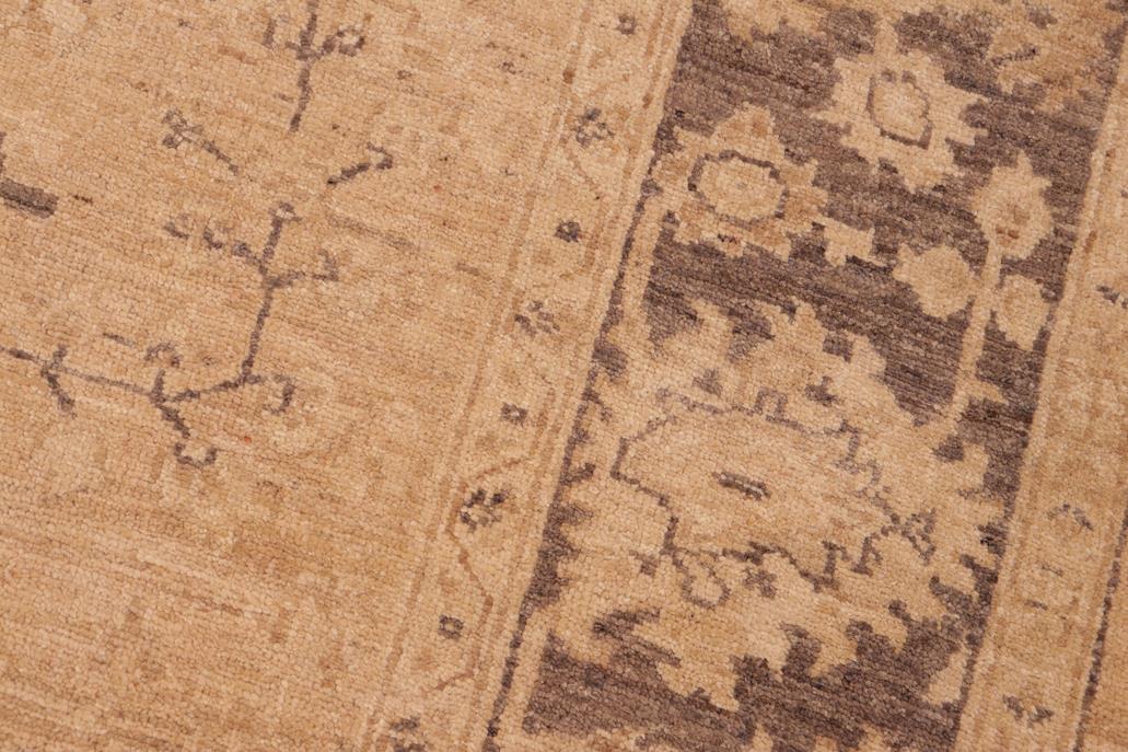 handmade Traditional Kafkaz Chobi Ziegler Tan Brown Hand Knotted RECTANGLE 100% WOOL area rug 6 x 9