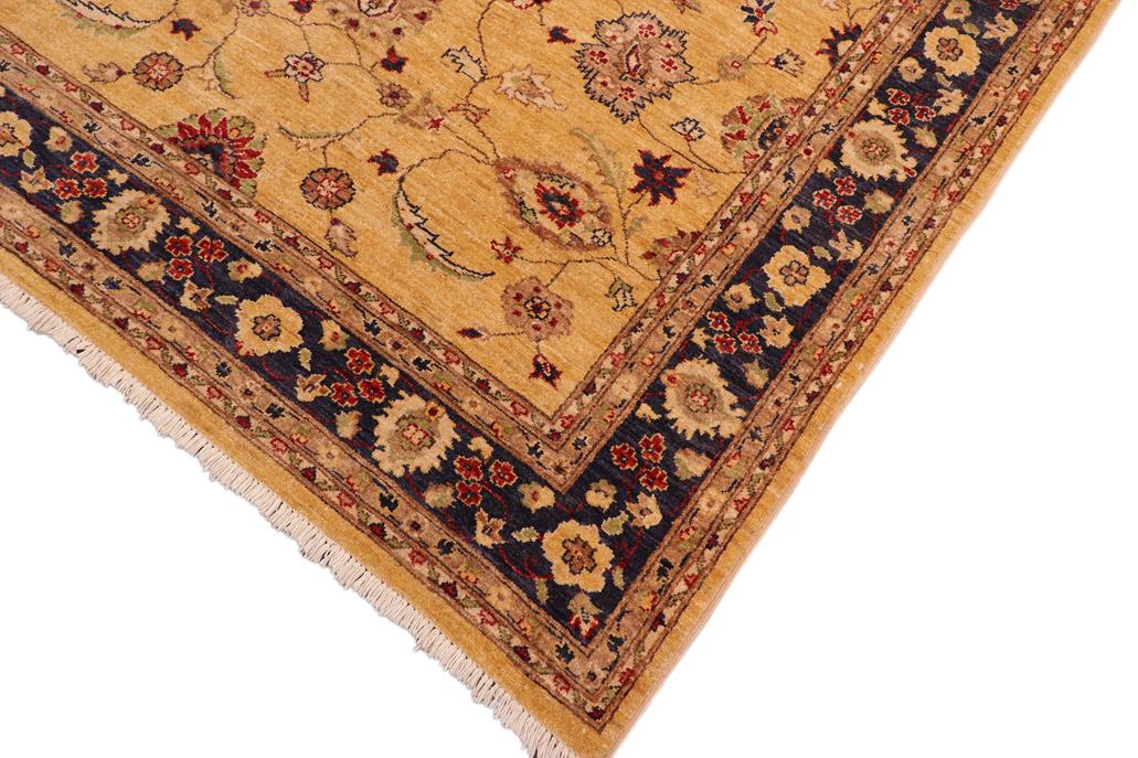 handmade Traditional Kafkaz Chobi Ziegler Gold Blue Hand Knotted RECTANGLE 100% WOOL area rug 6 x 9