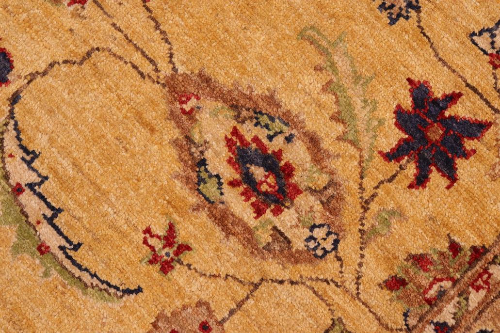 handmade Traditional Kafkaz Chobi Ziegler Gold Blue Hand Knotted RECTANGLE 100% WOOL area rug 6 x 9