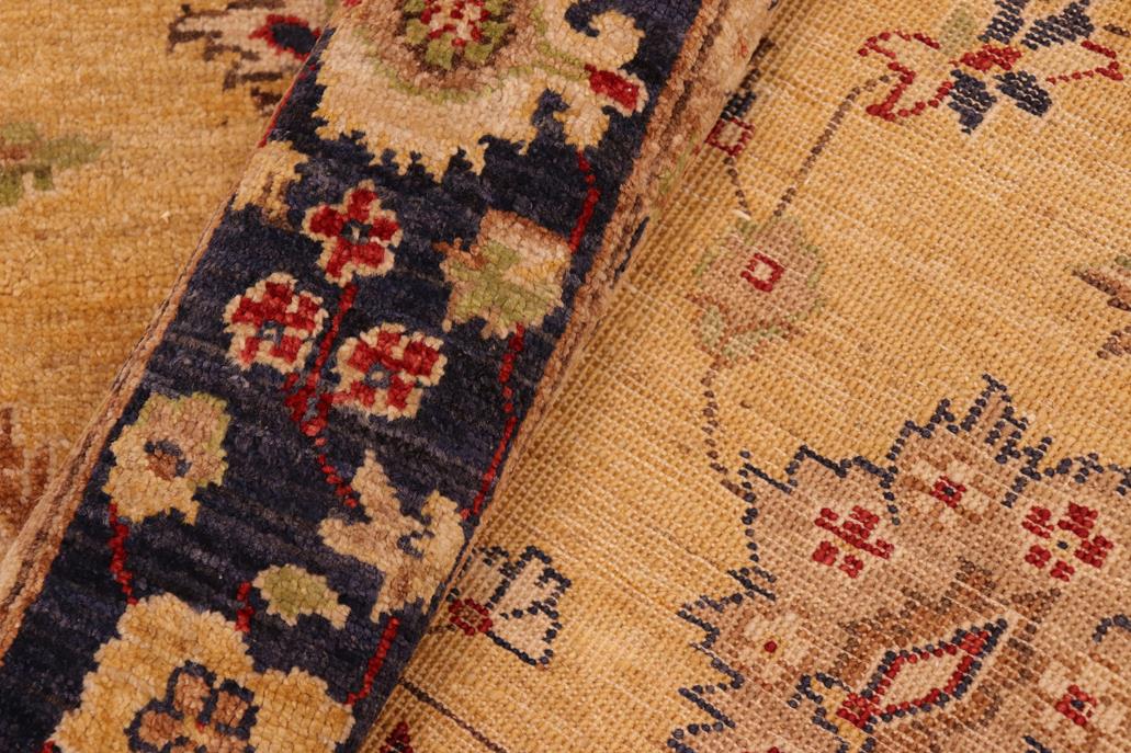 handmade Traditional Kafkaz Chobi Ziegler Gold Blue Hand Knotted RECTANGLE 100% WOOL area rug 6 x 9