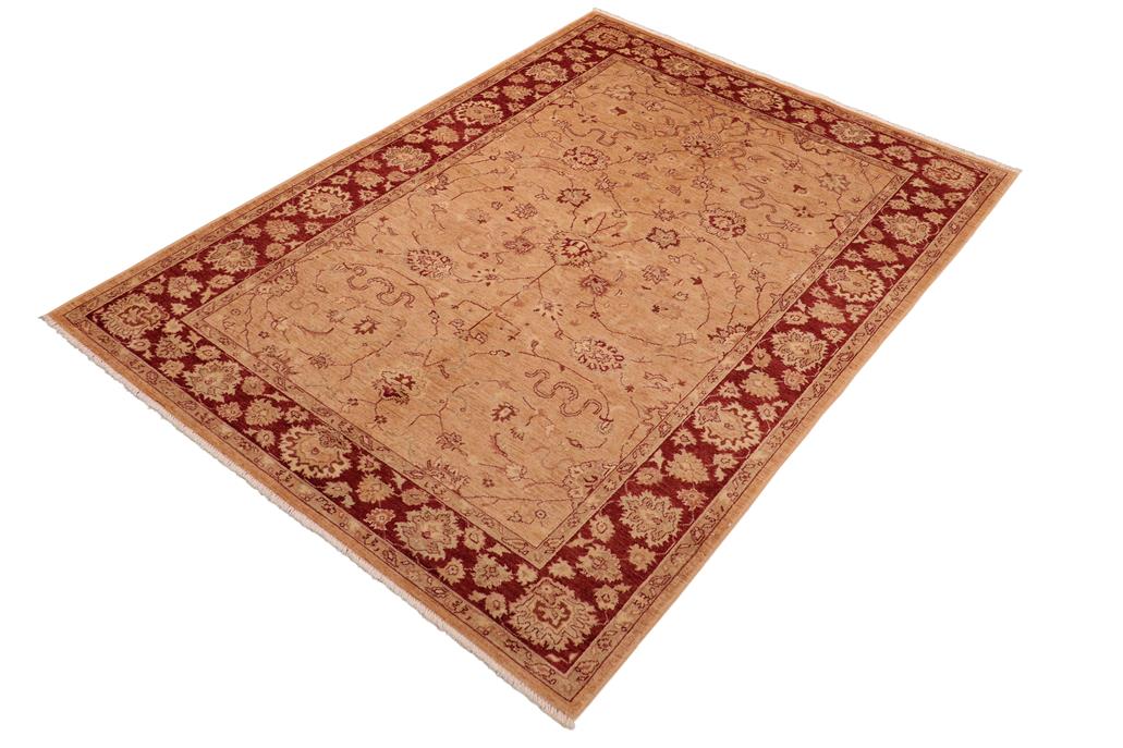 handmade Traditional Kafkaz Chobi Ziegler Brown Red Hand Knotted RECTANGLE 100% WOOL area rug 6 x 9