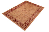 handmade Traditional Kafkaz Chobi Ziegler Brown Red Hand Knotted RECTANGLE 100% WOOL area rug 6 x 9