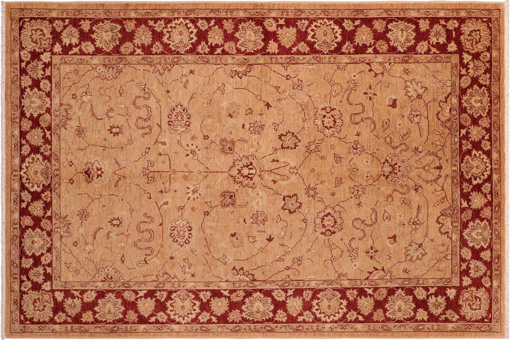 handmade Traditional Kafkaz Chobi Ziegler Brown Red Hand Knotted RECTANGLE 100% WOOL area rug 6 x 9