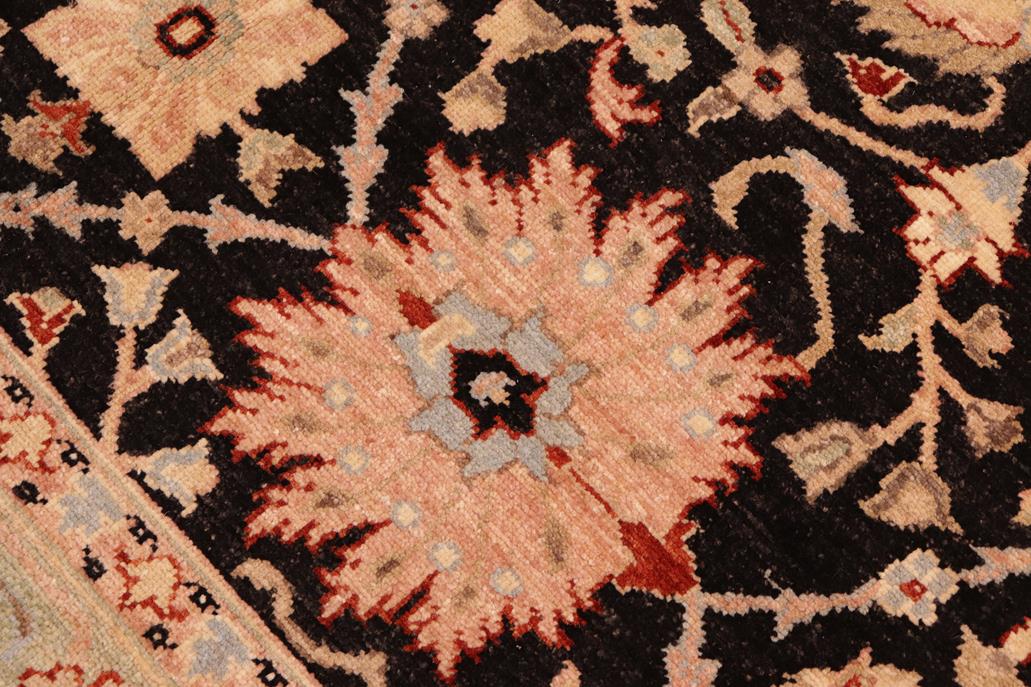 handmade Traditional Lahore Black Green Hand Knotted RECTANGLE 100% WOOL area rug 6 x 9