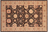 handmade Traditional Lahore Black Green Hand Knotted RECTANGLE 100% WOOL area rug 6 x 9