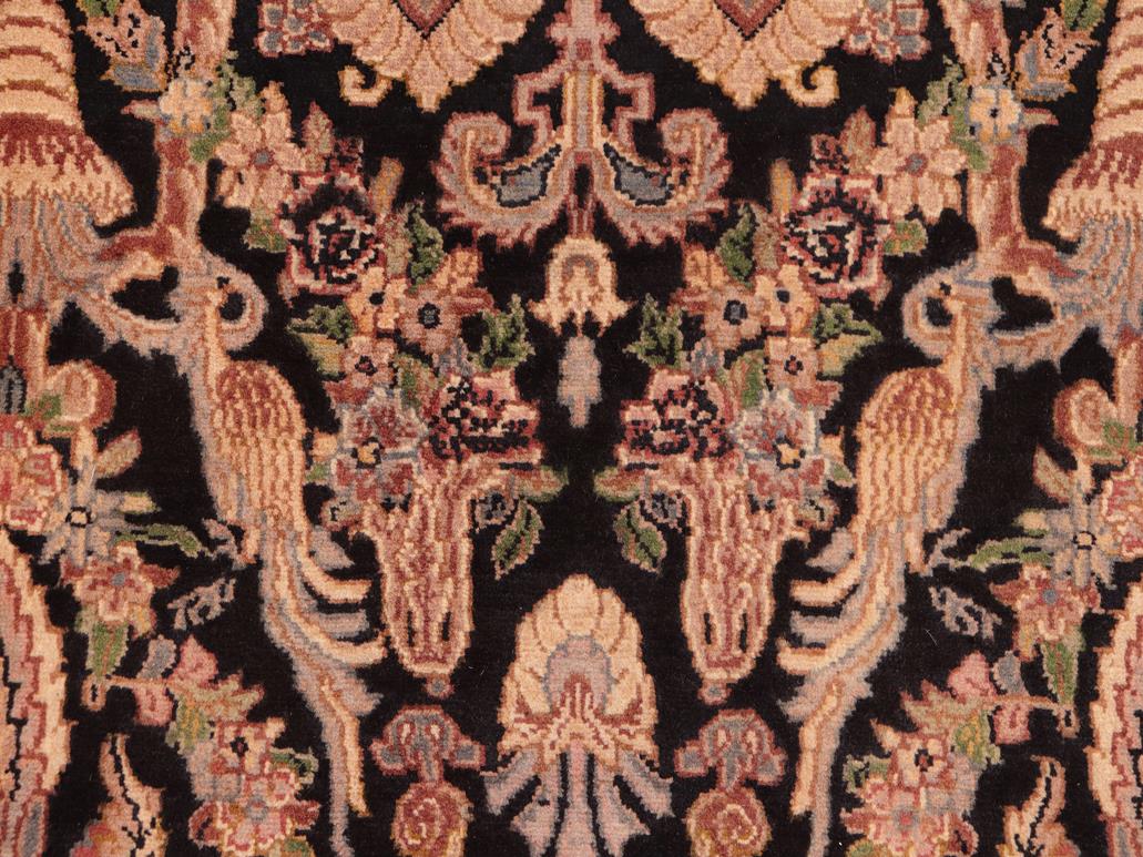 handmade Traditional Kashan Black Gold Hand Knotted RECTANGLE 100% WOOL area rug 6x9