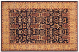 Shabby Chic Ziegler Diedra Blue Gold Hand-Knotted Wool Rug - 6'2'' x 8'8''