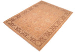 handmade Traditional Kafkaz Chobi Ziegler Brown Tan Hand Knotted RECTANGLE 100% WOOL area rug 6 x 9
