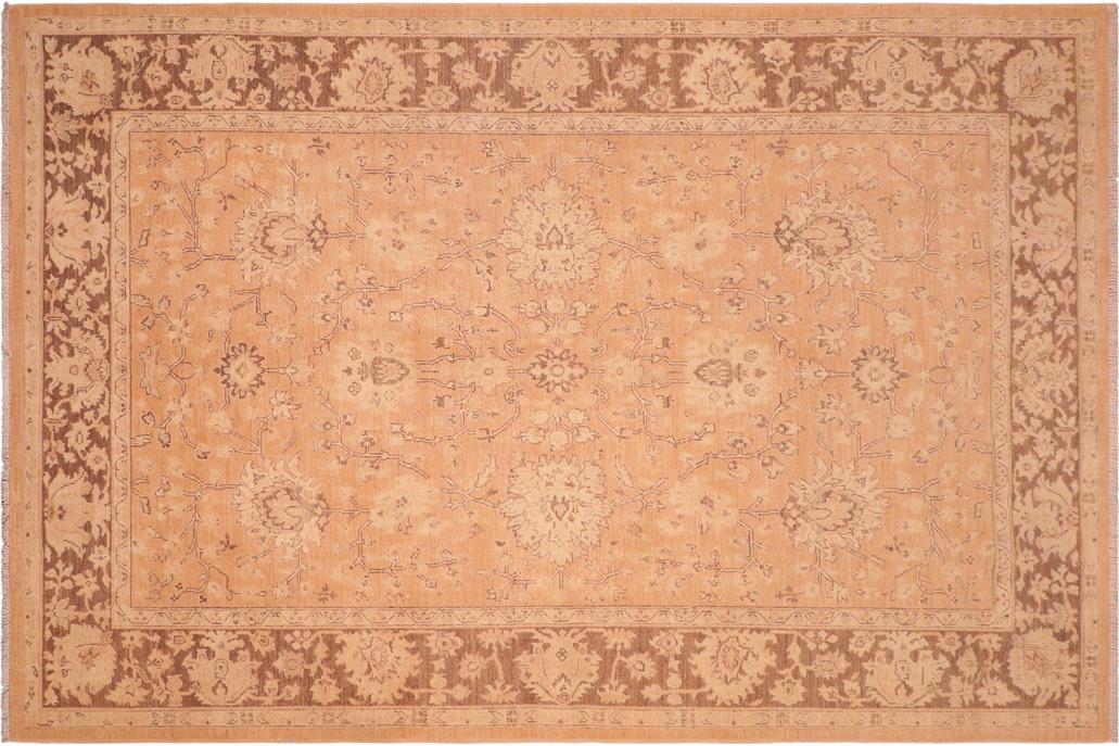 handmade Traditional Kafkaz Chobi Ziegler Brown Tan Hand Knotted RECTANGLE 100% WOOL area rug 6 x 9