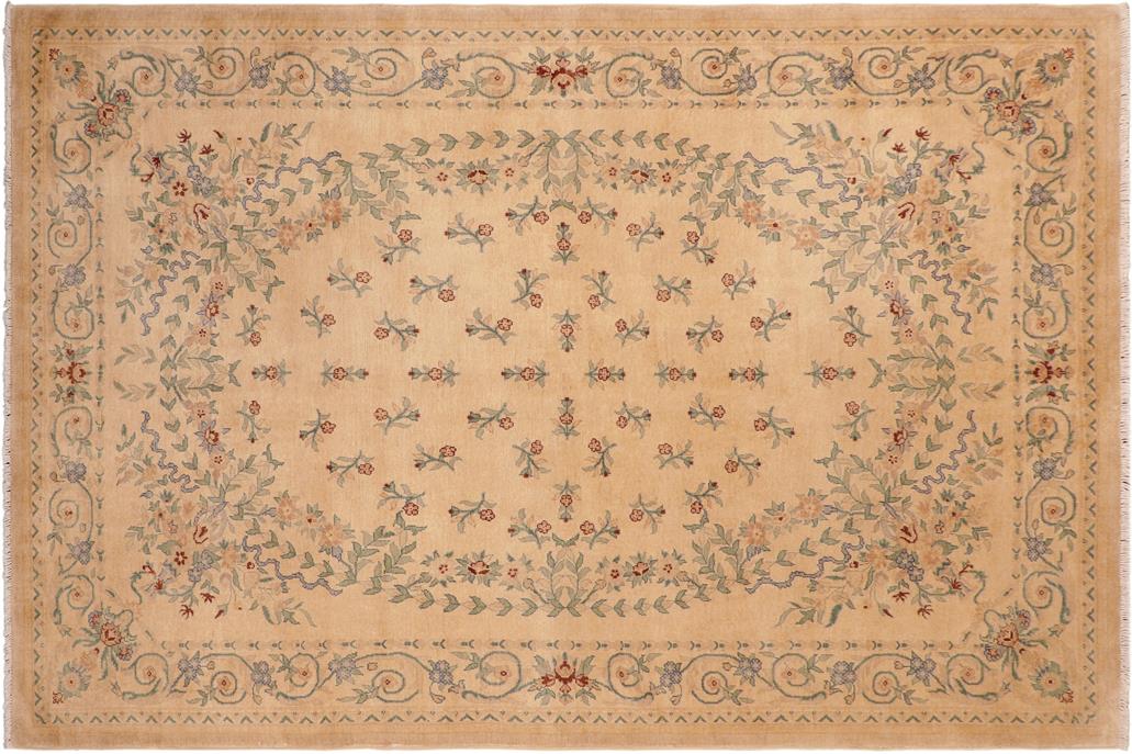 handmade Traditional Kafkaz Chobi Ziegler Tan Green Hand Knotted RECTANGLE 100% WOOL area rug 6 x 9