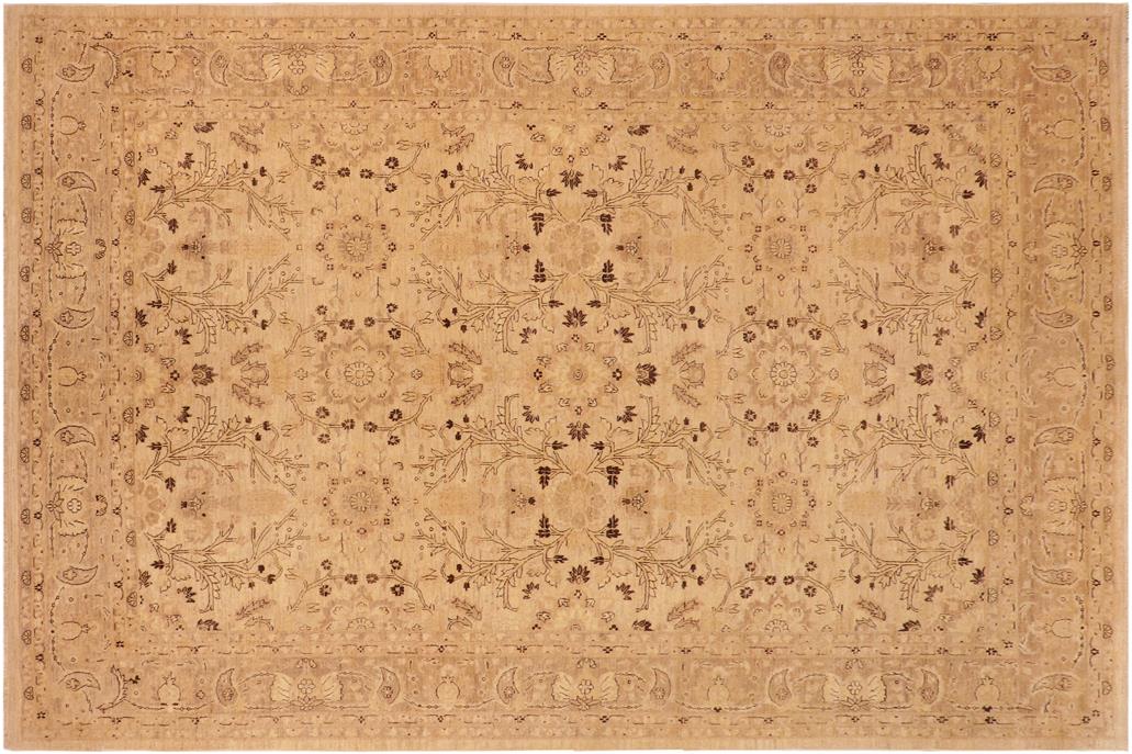 handmade Traditional Kafkaz Chobi Ziegler Tan Brown Hand Knotted RECTANGLE 100% WOOL area rug 10 x 13