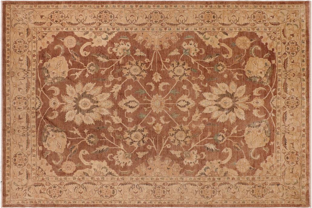 handmade Traditional Kafkaz Chobi Ziegler Brown Tan Hand Knotted RECTANGLE 100% WOOL area rug 10 x 14