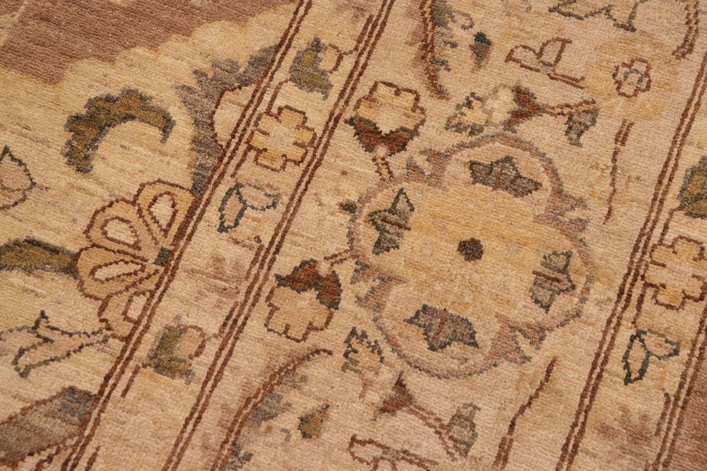 handmade Traditional Kafkaz Chobi Ziegler Brown Tan Hand Knotted RECTANGLE 100% WOOL area rug 10 x 14