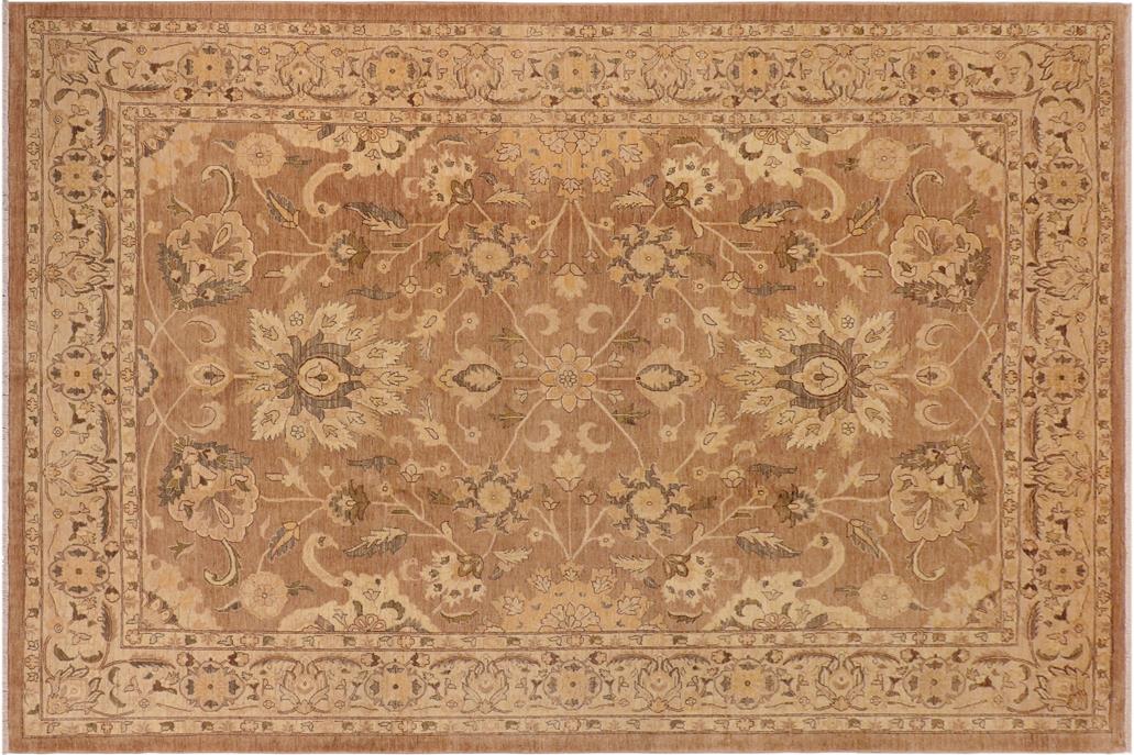 handmade Traditional Kafkaz Chobi Ziegler Brown Tan Hand Knotted RECTANGLE 100% WOOL area rug 10 x 14