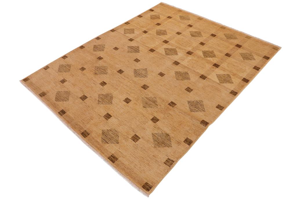 handmade Modern Gabbeh Tan Brown Hand Knotted Rectangel Hand Knotted 100% Vegetable Dyed wool area rug 9 x 12