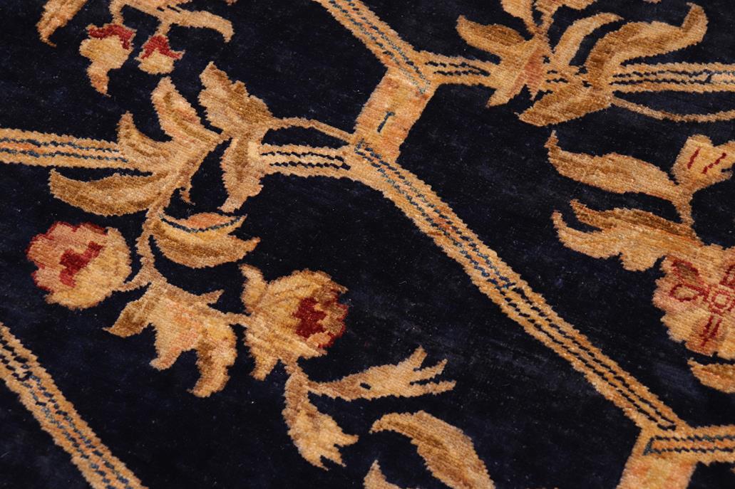 handmade Transitional Kafkaz Chobi Ziegler Blue Gold Hand Knotted RECTANGLE 100% WOOL area rug 9 x 12