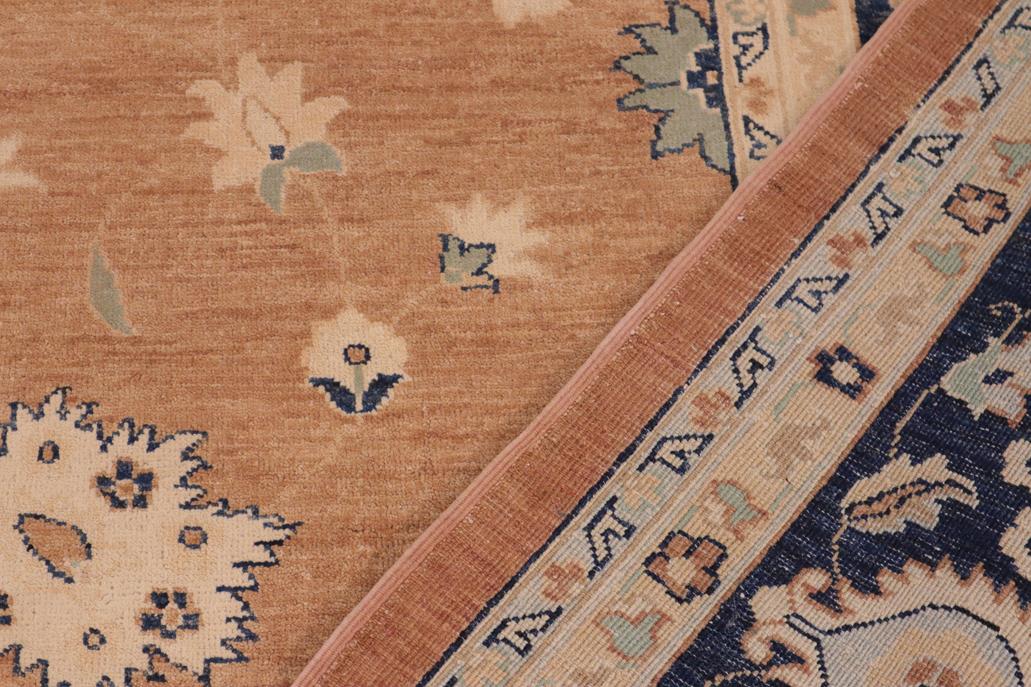 handmade Traditional Kafkaz Chobi Ziegler Brown Blue Hand Knotted RECTANGLE 100% WOOL area rug 10 x 14