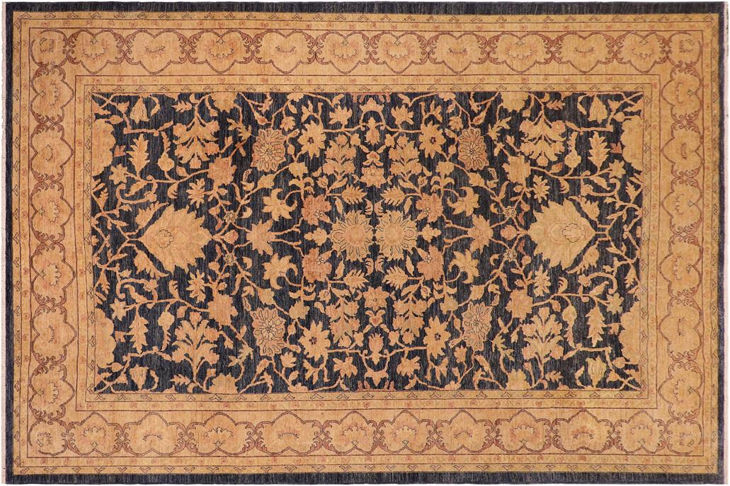 handmade Traditional Kafkaz Chobi Ziegler Blue Tan Hand Knotted RECTANGLE 100% WOOL area rug 10 x 14