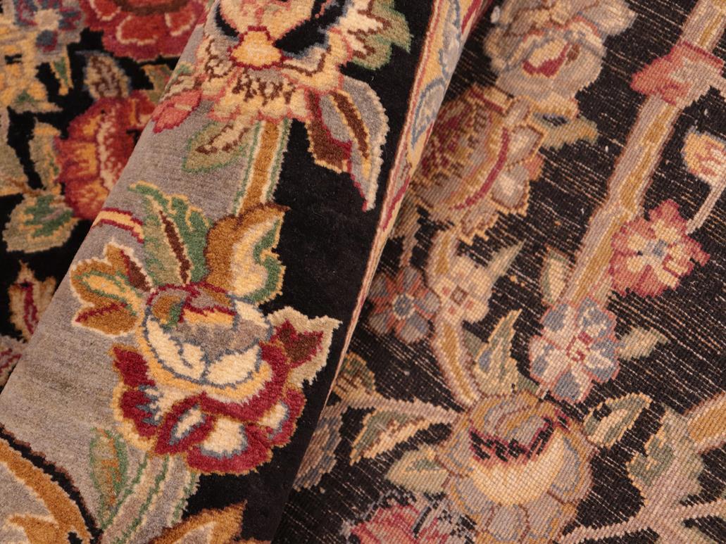handmade Traditional Gujranwala Black Gray Hand Knotted RECTANGLE 100% WOOL area rug 6x9