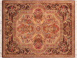 handmade Traditional Firdous Tan Brown Hand Knotted RECTANGLE 100% WOOL area rug 6x9