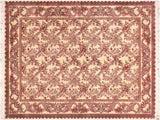 handmade Traditional Basan Ivory Red Hand Knotted RECTANGLE 100% WOOL area rug 6x9