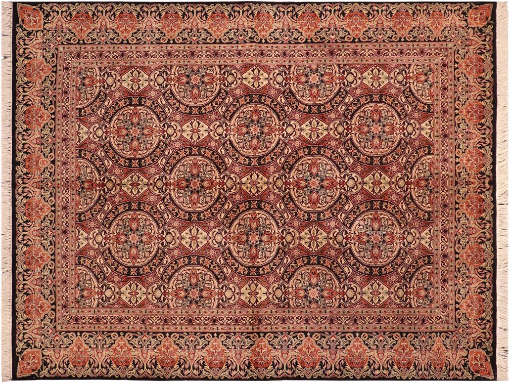 handmade Traditional Paracha Black Rust Hand Knotted RECTANGLE 100% WOOL area rug 6x9