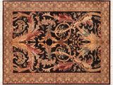 Bhati Pak Persian Shawana Black/Green Wool Rug - 6'1'' x 9'3''