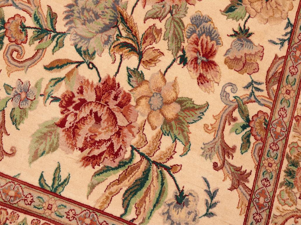handmade Traditional Kashan Beige Gold Hand Knotted RECTANGLE 100% WOOL area rug 6x9
