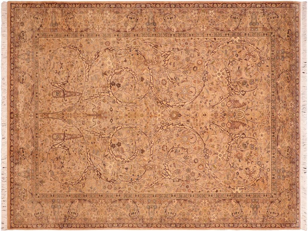 handmade Traditional  Taupe Brown Hand Knotted RECTANGLE 100% WOOL area rug 6x10