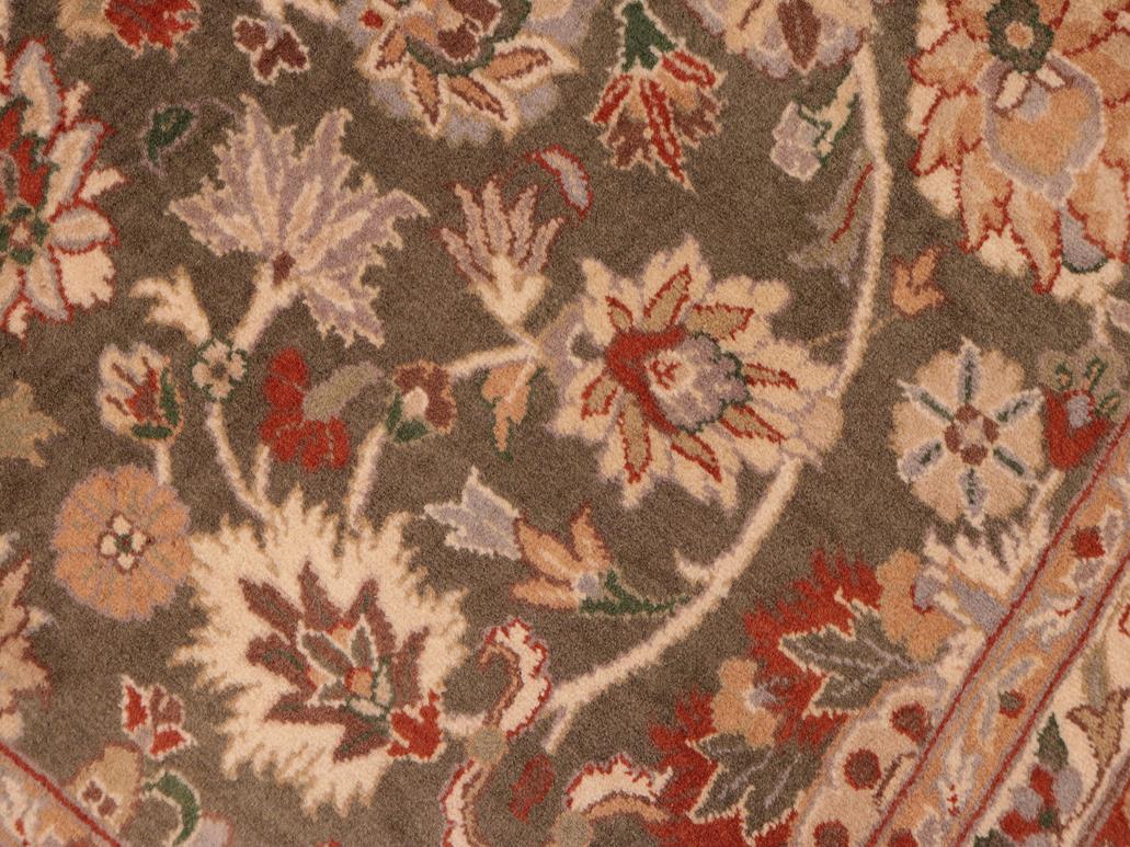 handmade Traditional Mehal Green Taupe Hand Knotted RECTANGLE 100% WOOL area rug 6x9