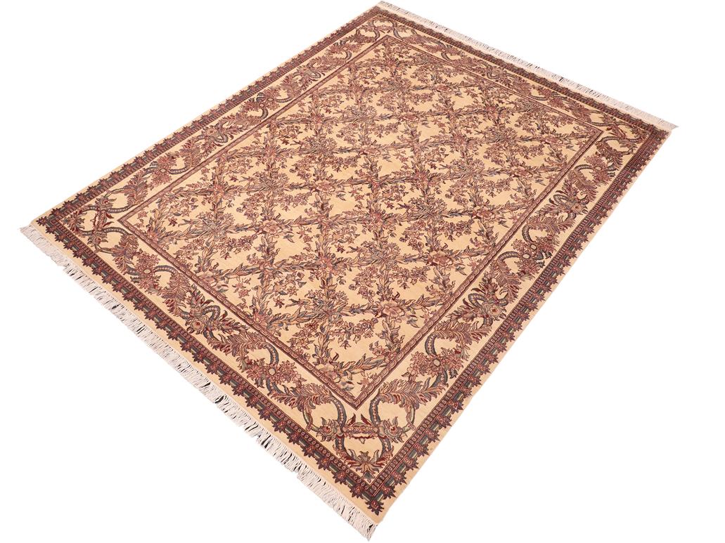 handmade Traditional Criscross Ivory Pink Hand Knotted RECTANGLE 100% WOOL area rug 6x9