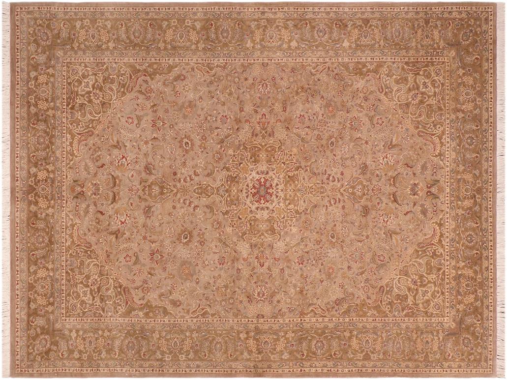 handmade Traditional Kasbeen Taupe Green Hand Knotted RECTANGLE 100% WOOL area rug 6x9