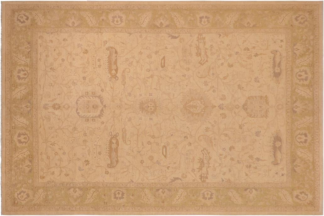 handmade Traditional Kafkaz Chobi Ziegler Tan Green Hand Knotted RECTANGLE 100% WOOL area rug 10 x 14
