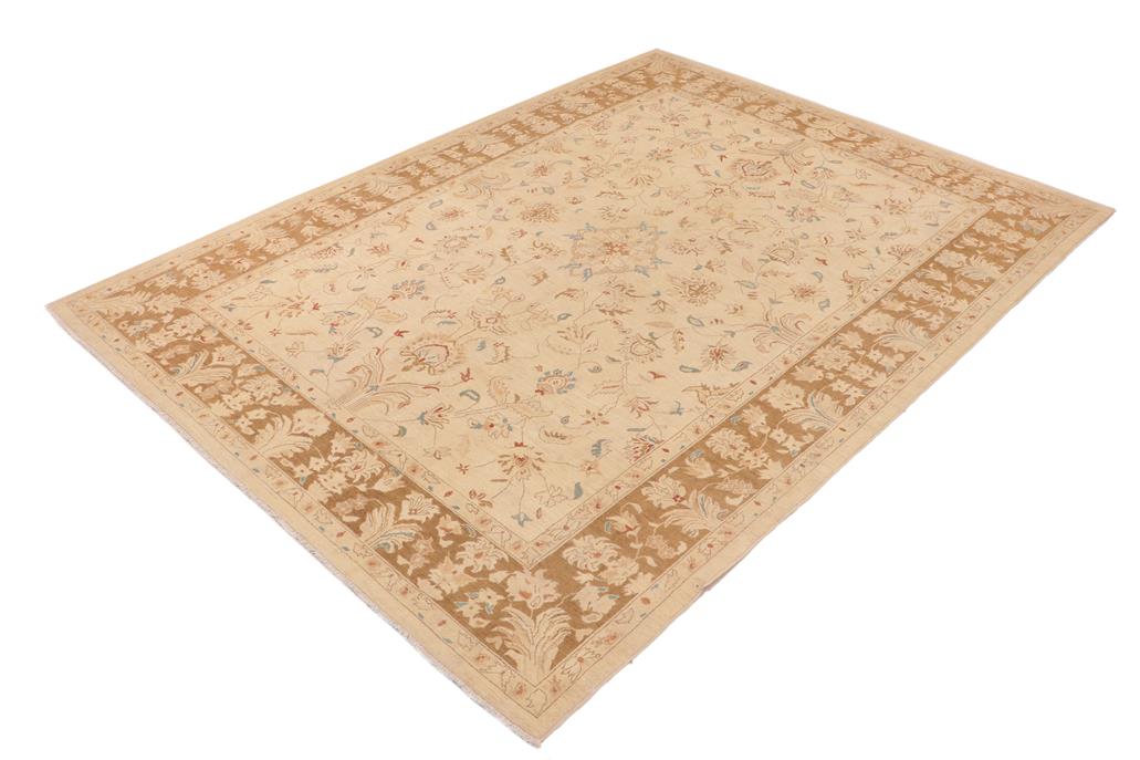 handmade Traditional Kafkaz Chobi Ziegler Beige Brown Hand Knotted RECTANGLE 100% WOOL area rug 10 x 14
