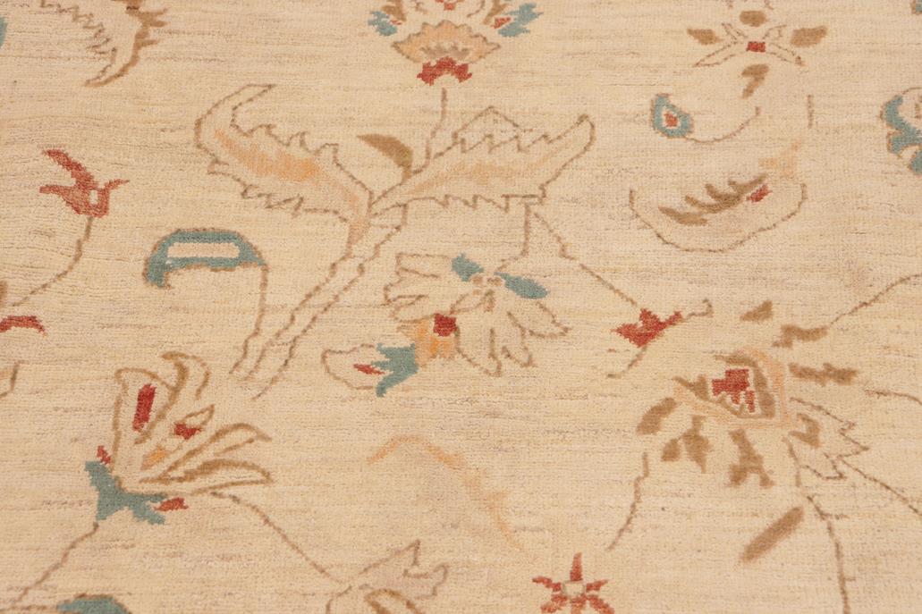 handmade Traditional Kafkaz Chobi Ziegler Beige Brown Hand Knotted RECTANGLE 100% WOOL area rug 10 x 14