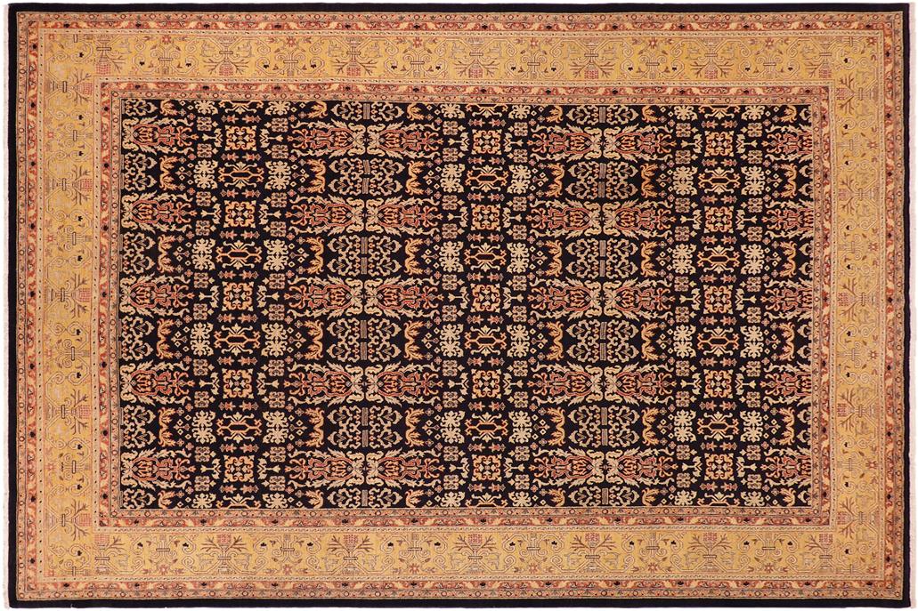 handmade Transitional Kafkaz Chobi Ziegler Blue Gold Hand Knotted RECTANGLE 100% WOOL area rug 10 x 14