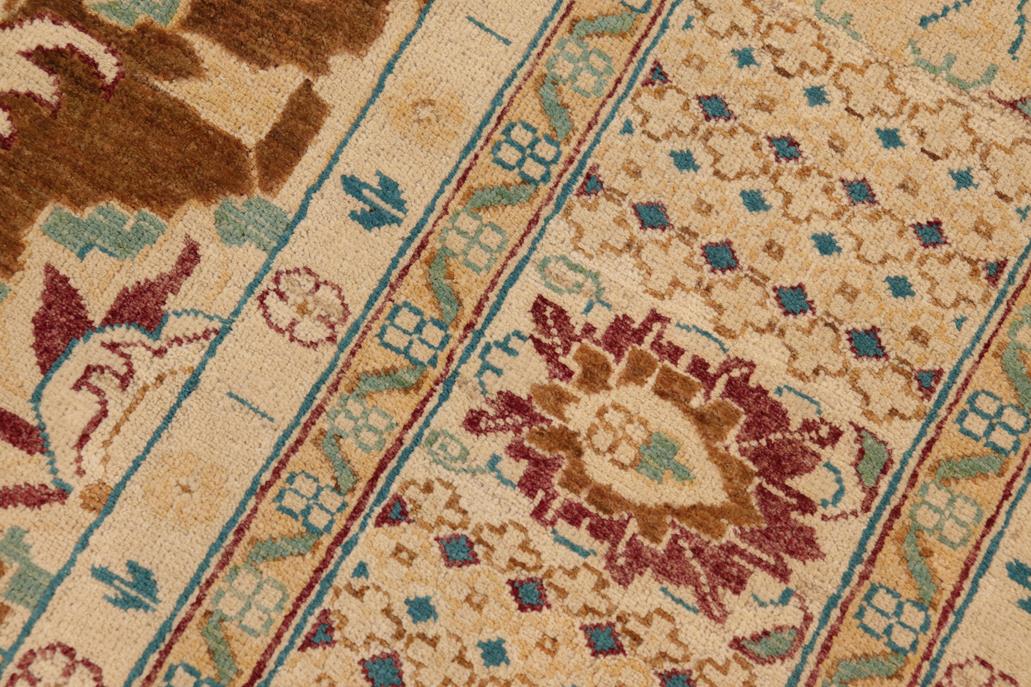 handmade Traditional Kafkaz Chobi Ziegler Brown Beige Hand Knotted RECTANGLE 100% WOOL area rug 9 x 12