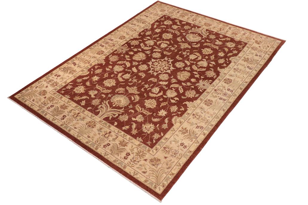 handmade Traditional Kafkaz Chobi Ziegler Brown Tan Hand Knotted RECTANGLE 100% WOOL area rug 10 x 14