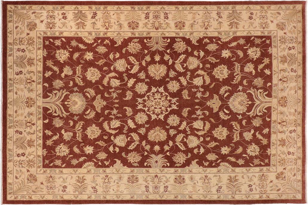 handmade Traditional Kafkaz Chobi Ziegler Brown Tan Hand Knotted RECTANGLE 100% WOOL area rug 10 x 14