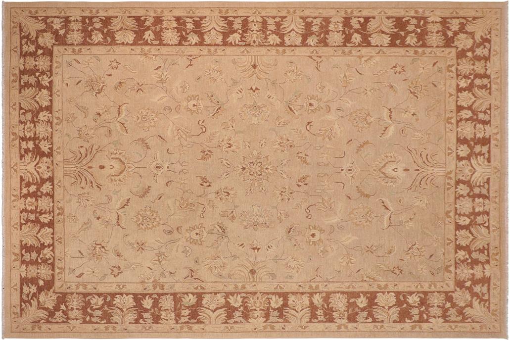 handmade Traditional Kafkaz Chobi Ziegler Tan Brown Hand Knotted RECTANGLE 100% WOOL area rug 10 x 14